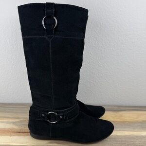 White Mountain Fiction Black Suede Knee High Boot Size 9 Low Heel